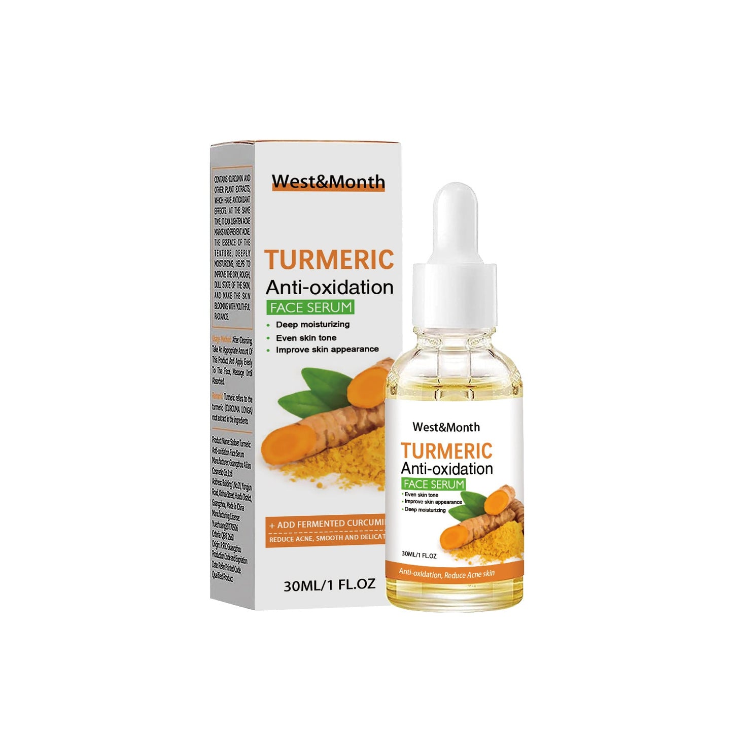 West&amp;Month Turmeric Facial Essence Lightens Spots and Acne Scars Hydrates and Brightens the Skin 