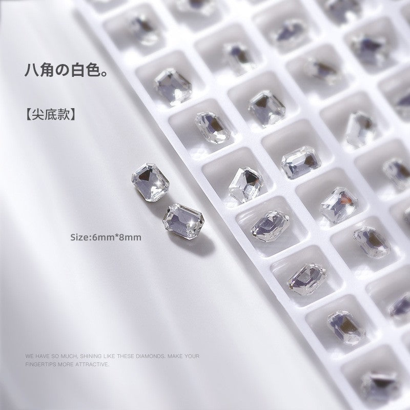 Nail art diamond jewelry special-shaped diamond white crystal transparent color pointed bottom crooked heart axe water drop rectangular butterfly nail diamond