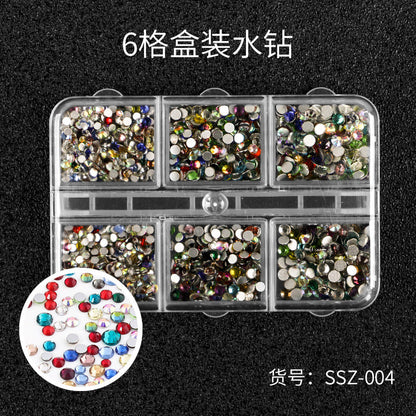 Rhinestone DIY Sticker Diamond Nail Art Accessories DIY Flat-bottomed Diamond Nail Internet Celebrity Diamond Steel Beads 6 Specifications Mixed Pack