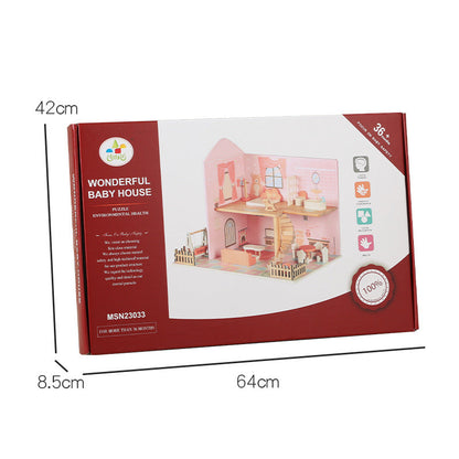 Children's wooden bedroom furniture baby role play desktop simulation princess doll house villa play house toys