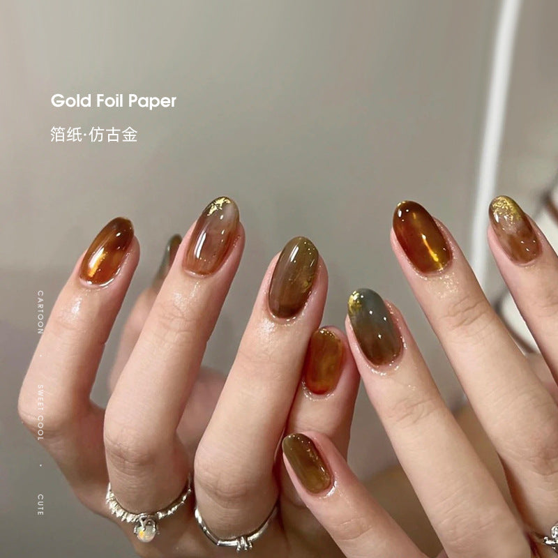 Nail Art Gold and Silver Foil Nail Decoration Colored Double-sided Gold Light Gold Champagne Retro Silver Foil Sticker