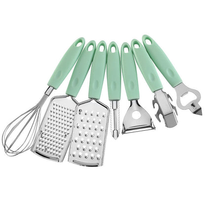 Creative plastic handle stainless steel kitchen gadgets household kitchen utensils egg beater bottle opener grater anti-scalding clip