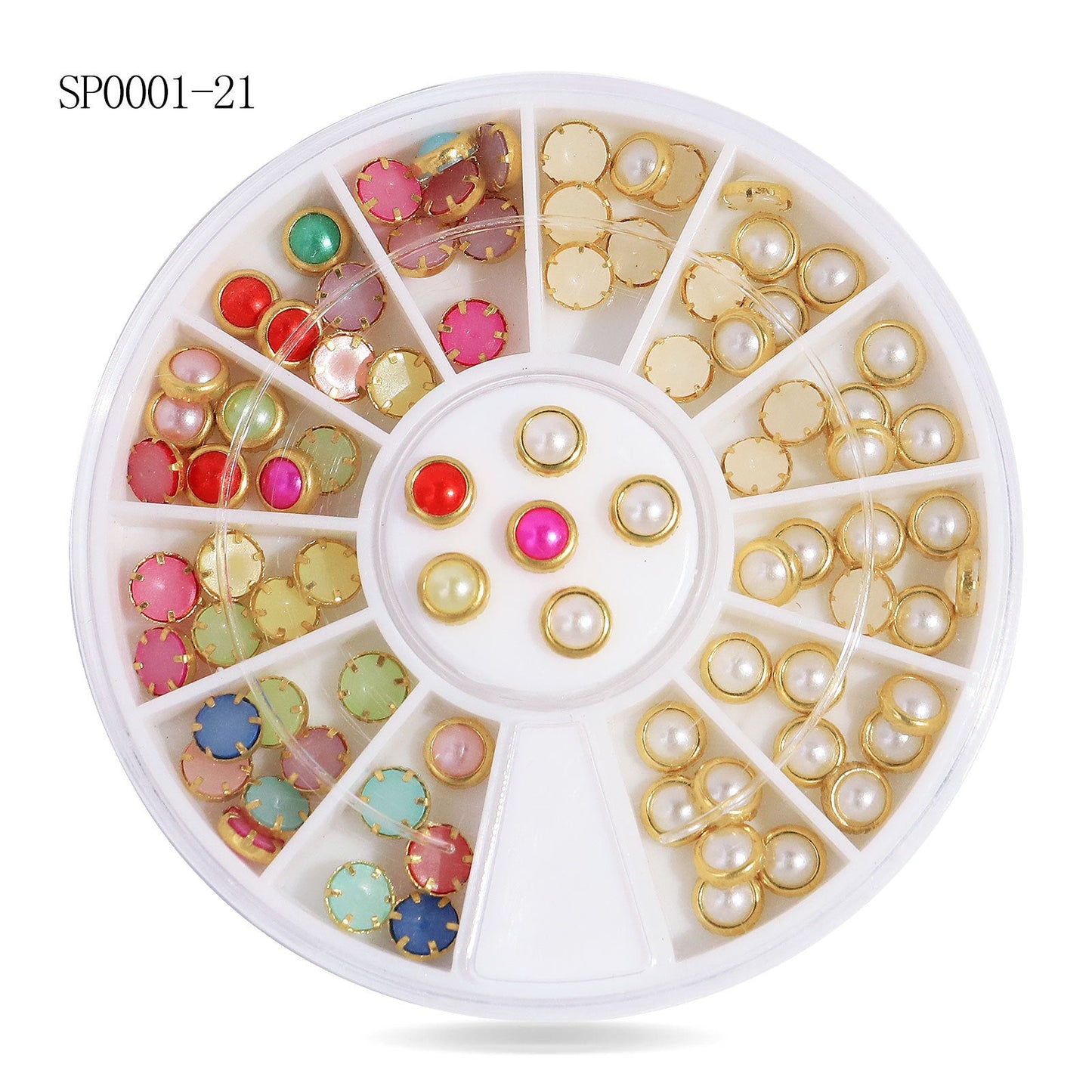 Cross-border nail art accessories nail flat bottom fantasy alloy diamond special-shaped white AB rhinestone accessories 12 grid turntable wholesale