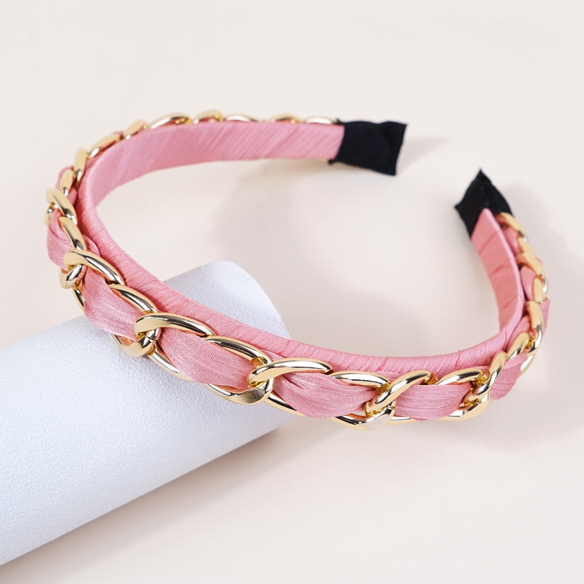 Cross-border new style headband women's European and American simple Baroque style head buckle metal lock chain wash face pressing headband hair cave