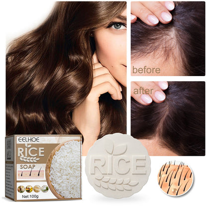 EELHOE rice anti-hair loss shampoo soap cleans hair nourishes hair roots hair care hair growth and hair growth 