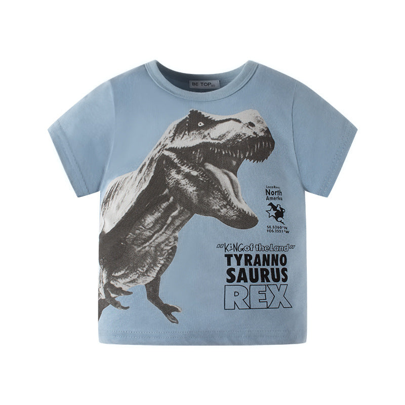 Hot children's clothing 2024 summer new three-dimensional dinosaur children's short-sleeved T-shirt boy baby clothes one piece consignment