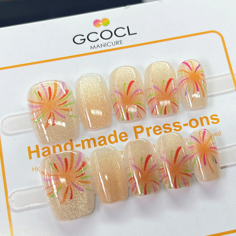 Handmade wearable nails wholesale short ballet nails pure desire ice transparent nude nail art finished nail stickers fake nails