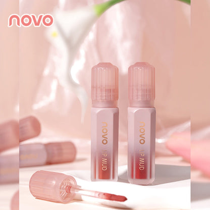 NOVO macaron sense matte lip mud matte lip glaze student velvet women white cloud cheek ក្រែមលាបមាត់ ដែលមានតម្លៃសមរម្យ