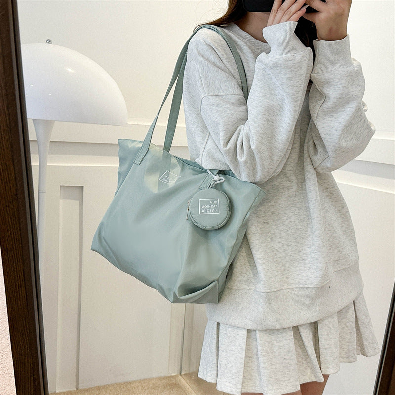 2024 new style trend large capacity fashion casual solid color stylish small hanging bag Oxford cloth commuter tote shoulder bag 