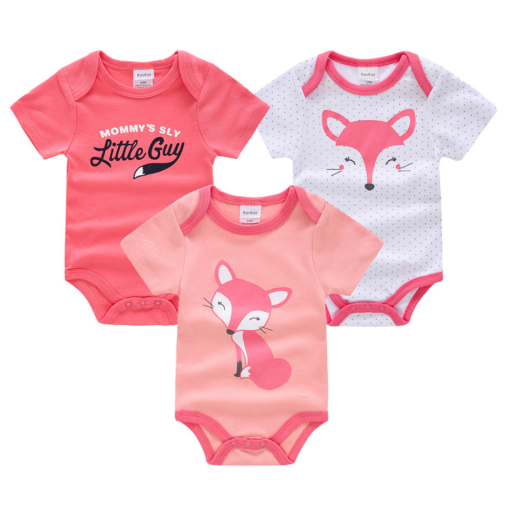 romper baby clothes 3-piece set baby summer European and American bodysuit short-sleeved baby jumpsuit cross-border manufacturer