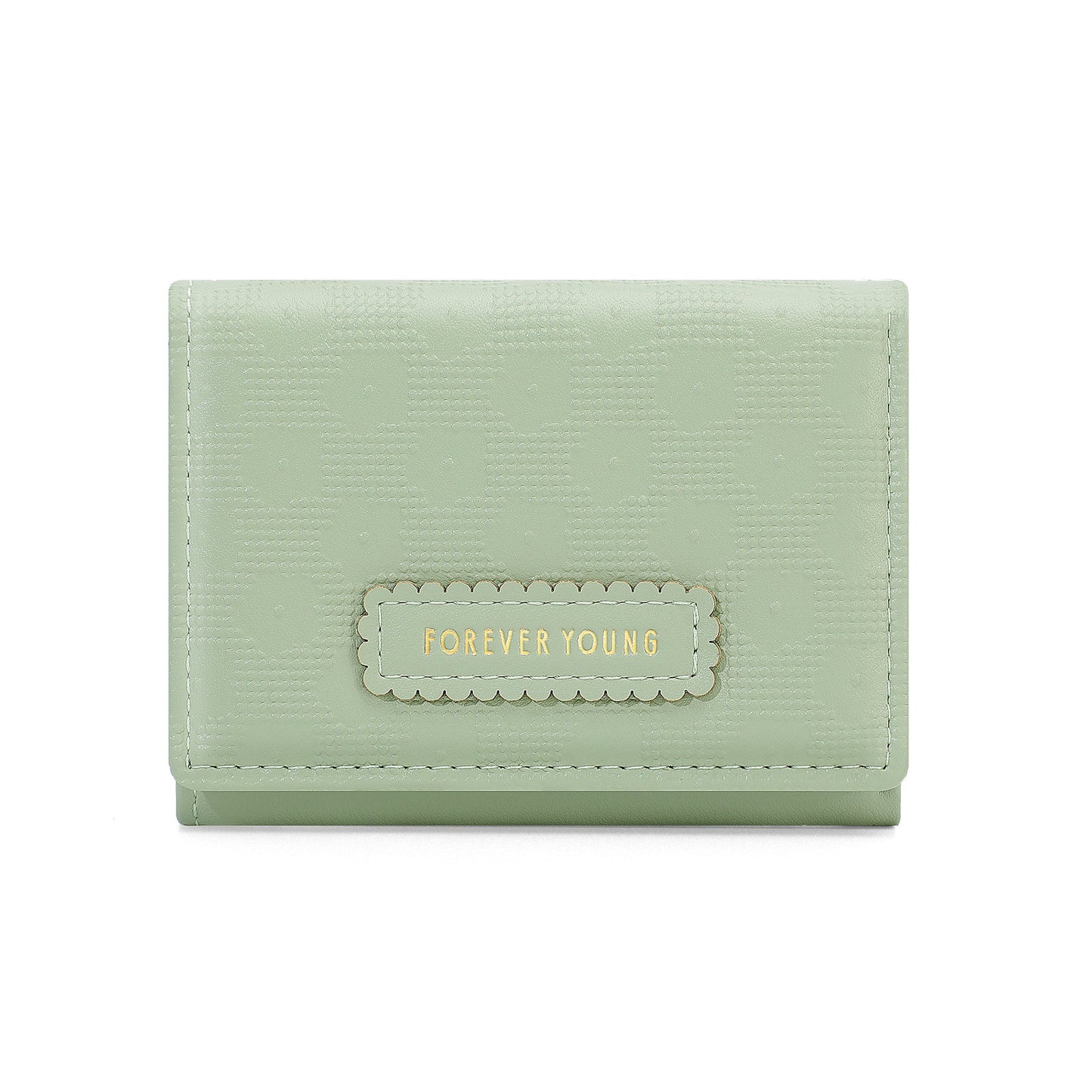 forever young cross-border wallet women's short three-fold multi-card slot pu card bag Korean version of the fashion coin purse 