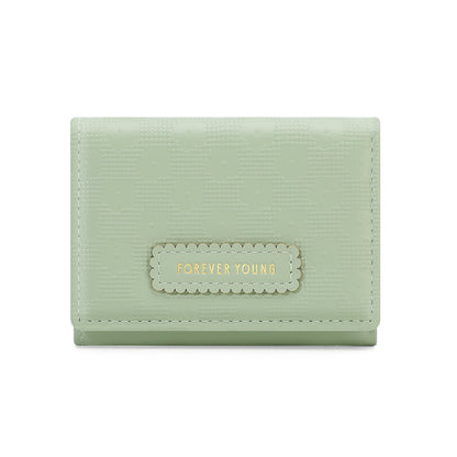 forever young cross-border wallet women's short three-fold multi-card slot pu card bag Korean version of the fashion coin purse 