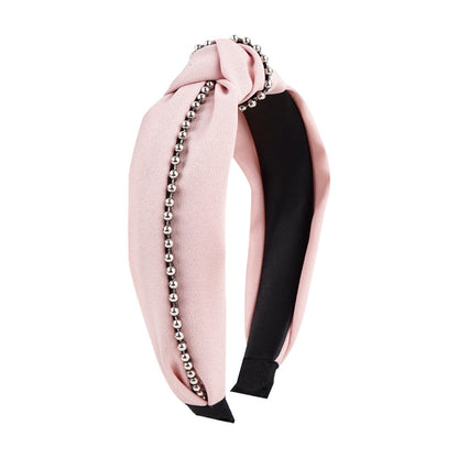 2021 new cross-border French headband women's European and American simple knotted head buckle chain fabric wide-edge headband hair cave women