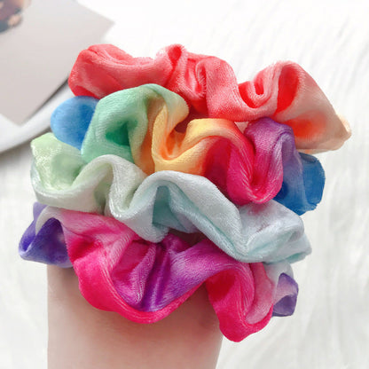 2024 Cross-border special supply autumn and winter new pig intestine hair ring colorful flannel head flower seven color tied ponytail headdress