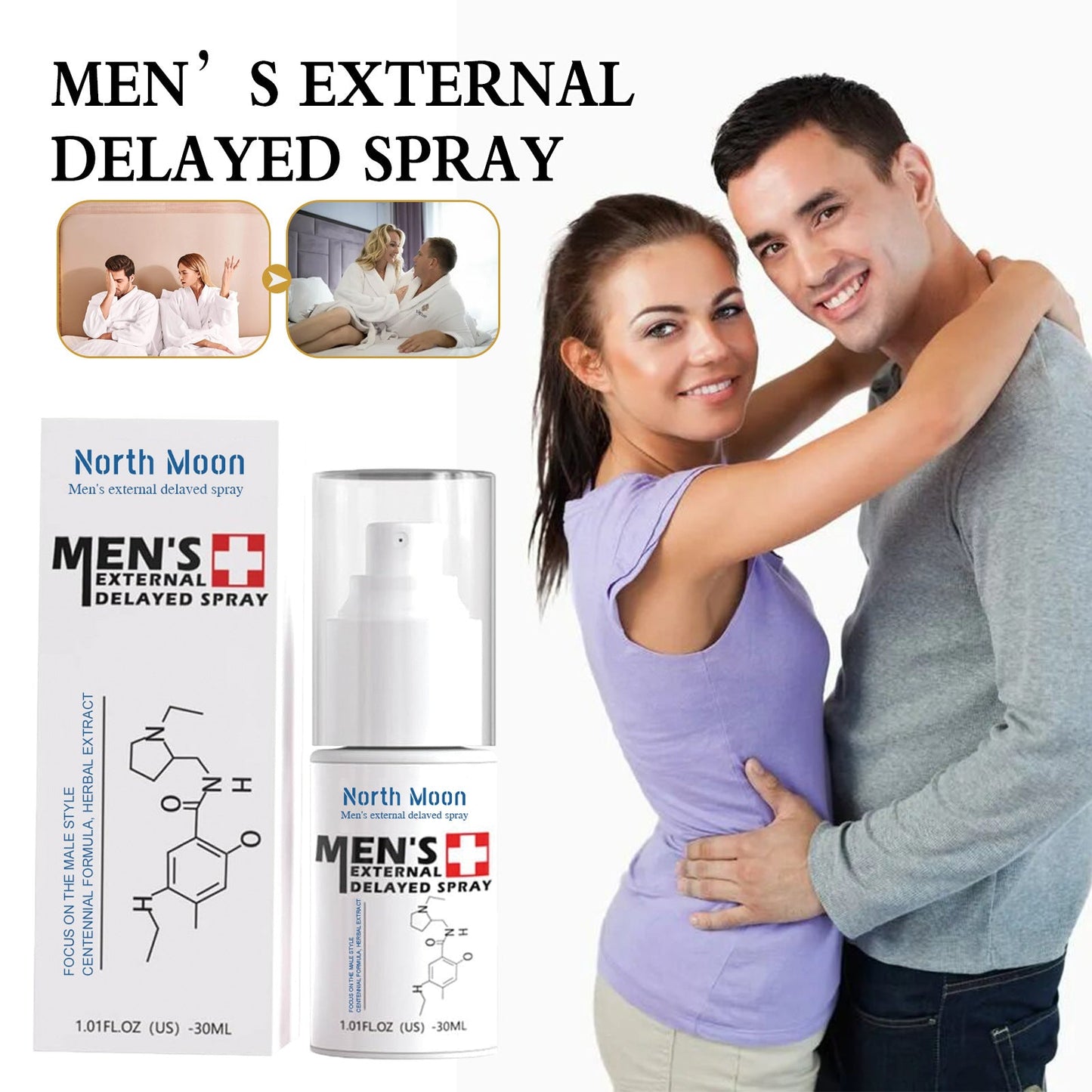 North Moon Men's Care Spray Enhances Endurance Men's Body Strengthening Moisturizing Massage Care Spray 