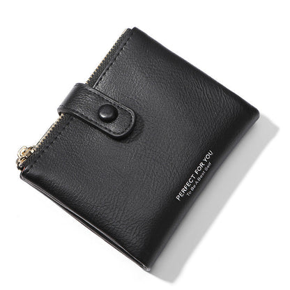 Wallet women's short wallet simple card holder pu coin purse wallet double zipper soft leather women's bag 