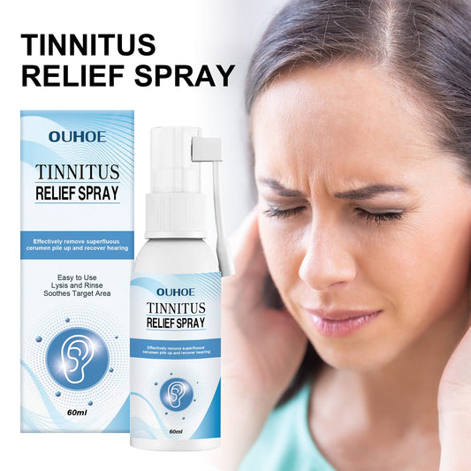 OUHOE tinnitus relief spray, ប្រដាប់ដោតត្រចៀកខាងក្រោយត្រចៀក ដើម្បីបំបាត់ភាពមិនស្រួលក្នុងត្រចៀក, សម្អាតក្រមួន និងស្ព្រាយថែទាំសុខភាពត្រចៀក 