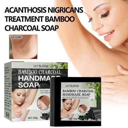 Jaysuing Bamboo Charcoal Handmade Soap Body Cleansing Diminishes the Black Pigmentation in the Armpits and Joints Bamboo Charcoal Soap 