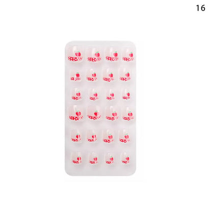 New children's nail tips 24 pieces cute children's nail tips butterfly love back adhesive wearable nail tips patch nail tips