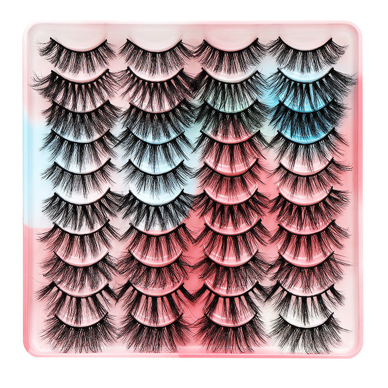 Dingsen false eyelashes factory cross-border stable supply 20 pairs of eyelashes set natural thick one-piece eyelashes