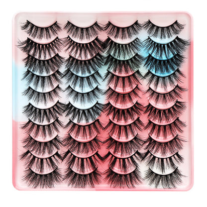 Dingsen false eyelashes factory cross-border stable supply 20 pairs of eyelashes set natural thick one-piece eyelashes