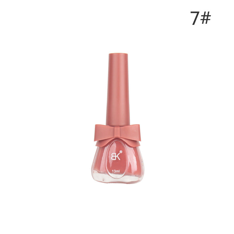 BK new bow seven-day water-based nail polish pure color free baking summer net red white macaron 13ml 