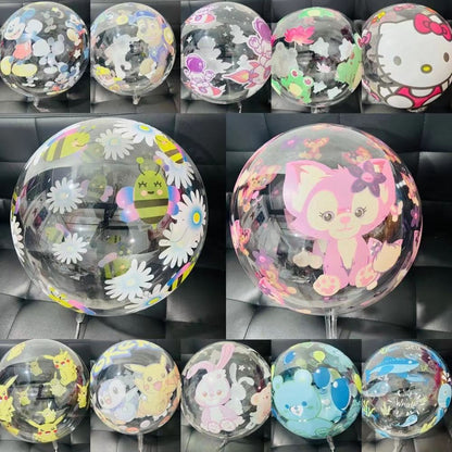 Printed ball floating in the air, Internet celebrity transparent luminous balloon, ground push luminous cartoon ball children's square hot sale wholesale