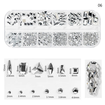 Finger Princess Nail Art Net Red Hot DIY Jewelry Accessories 12 Grids AB Fantasy Shaped Flat Nail Art Diamond Shaped Diamond 