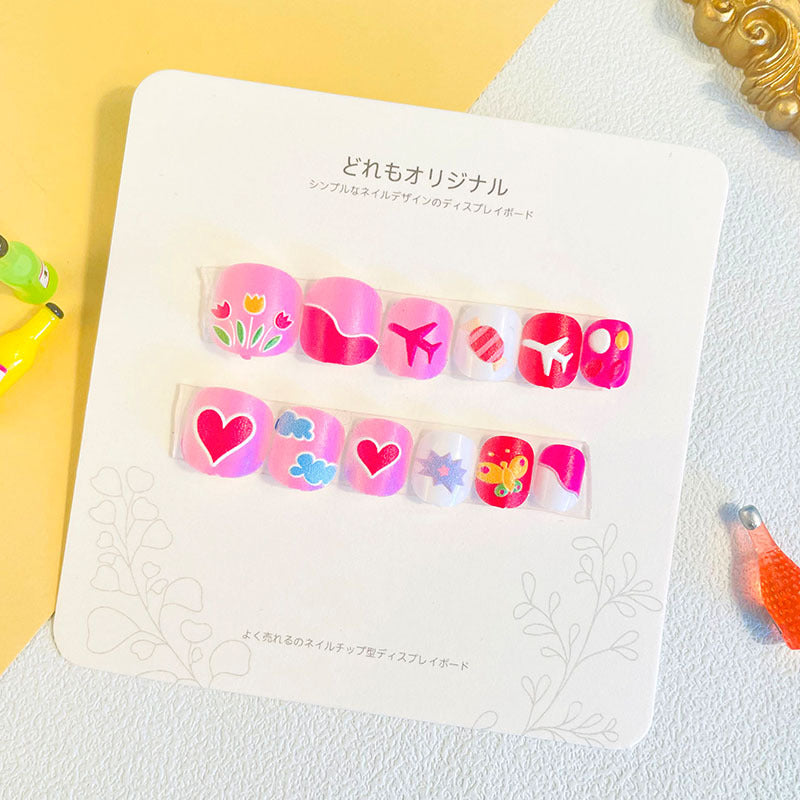 Children's nail stickers girls wear nails self-adhesive nail stickers cartoon cute princess false nail pieces embossed nail pieces