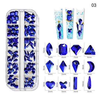 New nail art special-shaped diamond fantasy special-shaped flat bottom nail art diamond glass diamond jewelry nail stickers sequins accessories wholesale