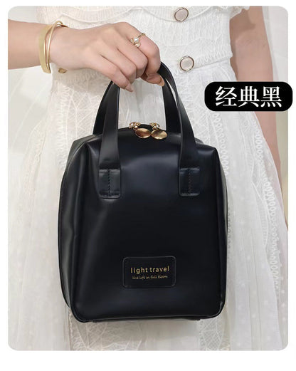 2024 Xiaohongshu hot-selling leather shell cosmetic bag portable hand-held cosmetic storage bag storage bag 