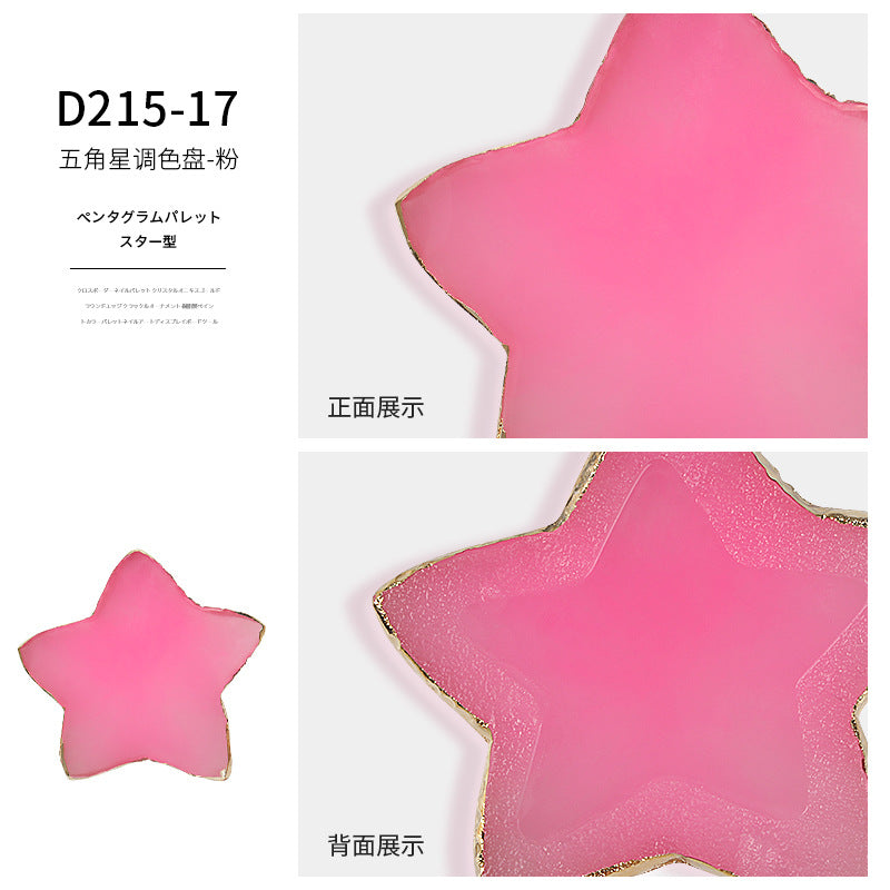 Cross-border hot-selling nail art agate palette gold-rimmed resin crystal agate painted palette nail piece display tool