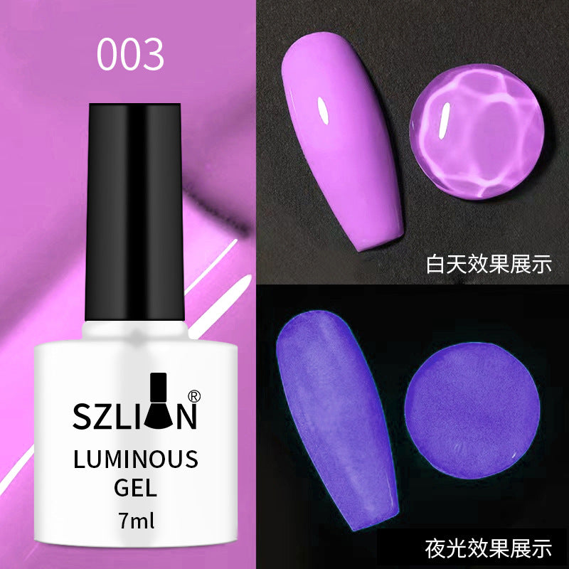 Cross-border hot-selling nail art luminous glue fluorescent nail polish glue phototherapy glue set popular candy color nail salon dedicated