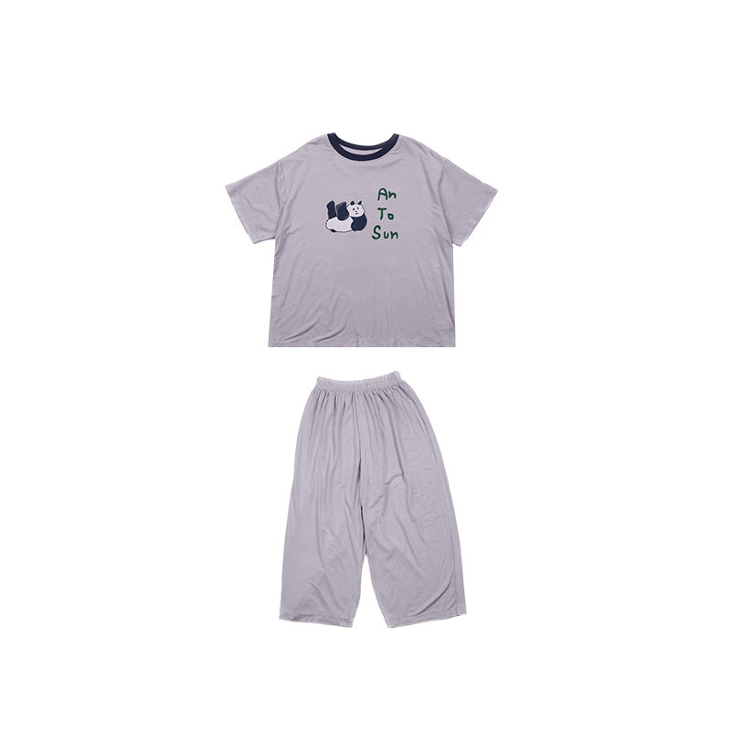 Amo Beibei children's summer modal cartoon home clothes suit boys and girls baby comfortable pajamas two-piece set