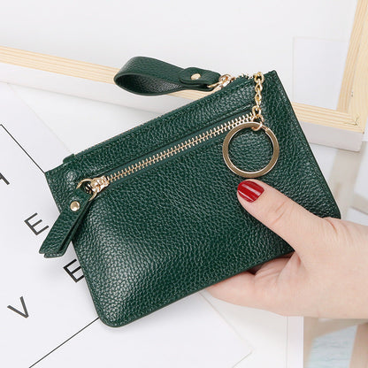 Genuine leather coin purse women's mini soft leather handbag new driving card holder ultra-thin coin zipper bag key bag 