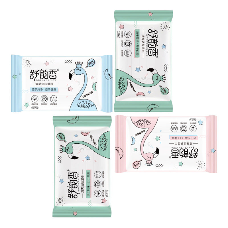 Shuyunxiang Pocket Wet Wipes 10 ដុំ ក្រដាសអនាម័យទារក 20 កញ្ចប់ កន្សែងសើមដែលអាចចោលបាន ដឹកជញ្ជូនដោយឥតគិតថ្លៃ