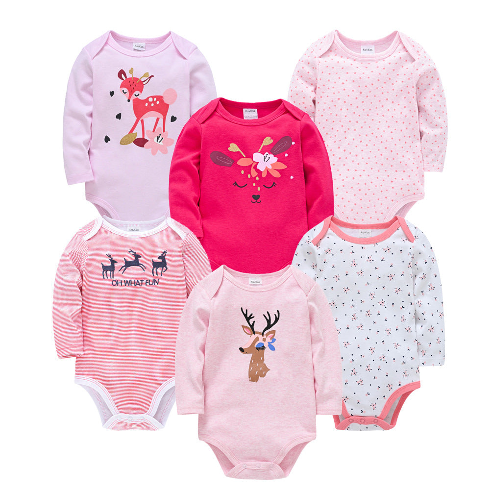 Cross-border factory baby jumpsuit autumn long-sleeved 6-piece set girls European and American jumpsuit children's clothes wholesale 