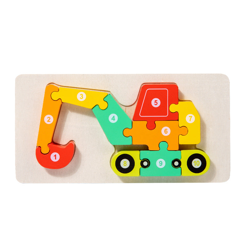 Wooden early education cognitive children's educational toys building blocks animal transportation shape matching 3d three-dimensional puzzle wholesale