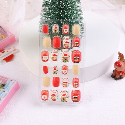 Children's nail stickers baby toddler boys and girls cartoon princess nail stickers jelly glue Christmas wear nails 