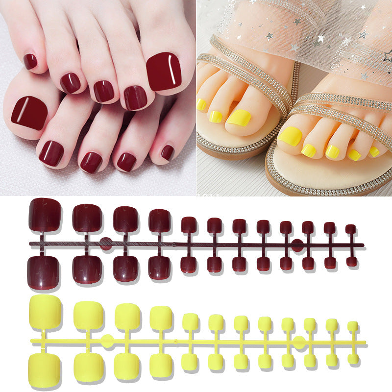 Manicure wearable nails 24 pieces European and American solid color nail art patches toenail nail pieces removable DIY wearable toenails