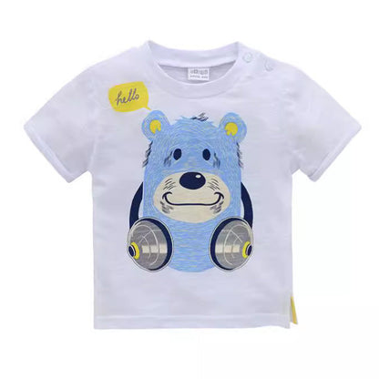 Factory children's clothing cartoon T-shirt summer children's casual T-shirt knitted round neck boy top one piece delivery 