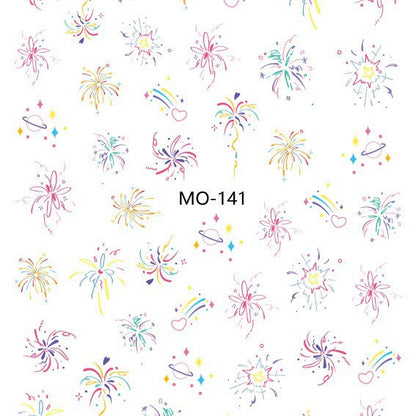 Internet celebrity fireworks stickers gentle white dreamy blooming light chasing fireworks armor stickers 2024 new nail decals