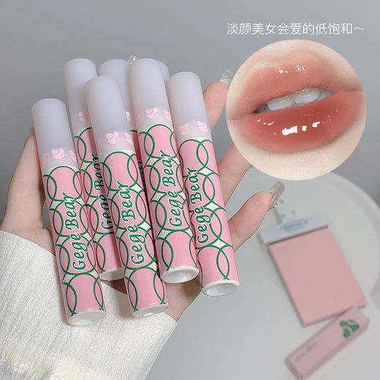 Gege bear clear water mist lip glaze color long-lasting makeup soft matte matte lipstick water light moisturizing non-stick lip gloss