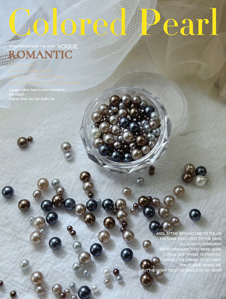 Nail jewelry diamond wholesale mermaid color pearl mixed baroque retro steamed pearl dark round beads