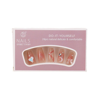 Wearable nail art nail tips wholesale Douyin hot blush gradient butterfly nail stickers finished detachable false nails