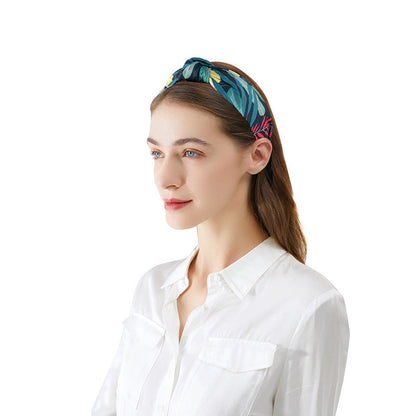 Amazon new style headband for women European and American retro ethnic style knotted head buckle imitation silk printed headband hair cave women