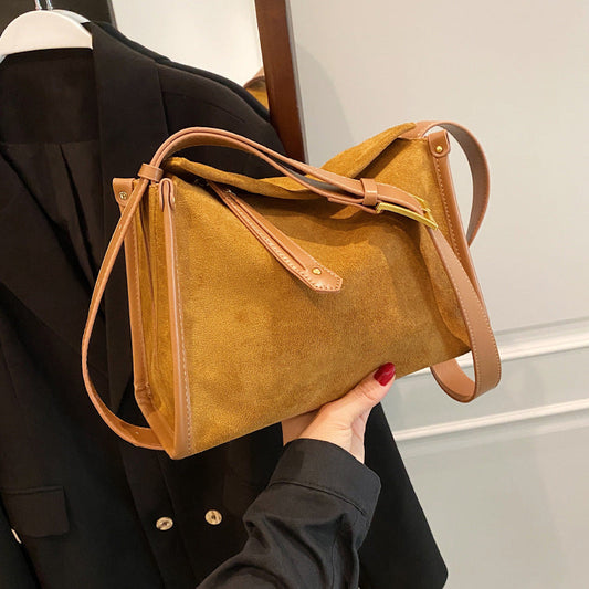 Cross-border retro bag women 2024 autumn and winter new casual simple tote bag fashionable all-match shoulder messenger bag 