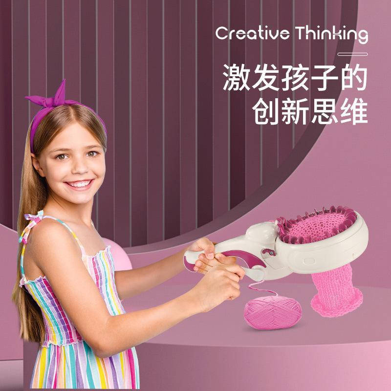 Cross-border knitting machine toy hand-cranked knitting machine pretend play toy DIY knitting wool children's gift wool machine