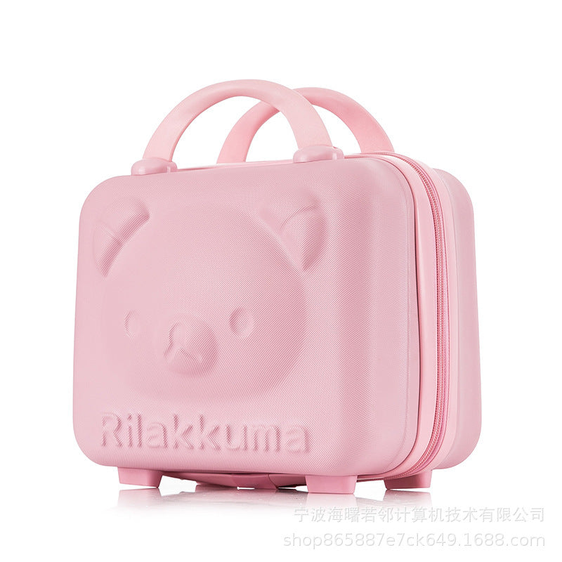 14 inch cute cartoon 3D bear carry-on luggage cosmetic small box bag password box lightweight mini storage box for women 