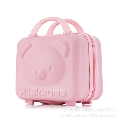 14 inch cute cartoon 3D bear carry-on luggage cosmetic small box bag password box lightweight mini storage box for women 